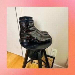 Vagabond Shoes Ankle Patent faux snakeskin Rounded Square Toe Booties